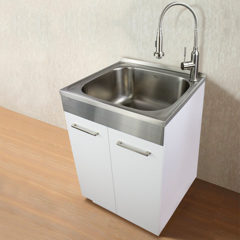 Transolid 23.6" x 19.7" Free Standing Laundry Sink with Faucet